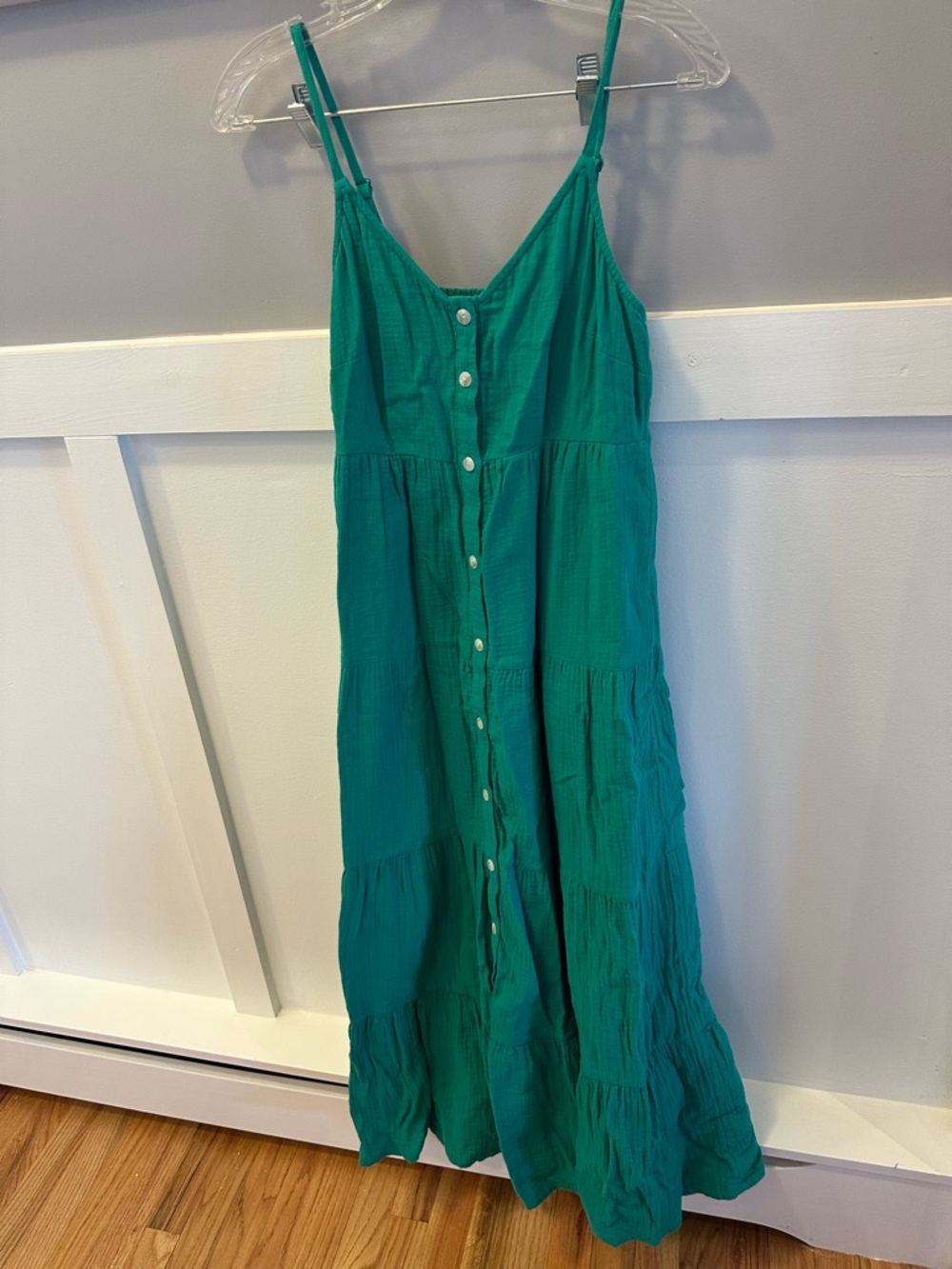 Universal Thread Green Button-Front Tiered Sundress - Women XS